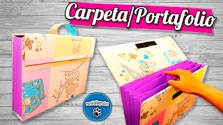 DIY  CarpetaPortafolio Reciclando Cartón  PumitaNegraArt🐾 [upl. by Airekal]