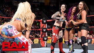 The Riott Squad attack Bayley and Sasha Banks Raw April 16 2018 [upl. by Kelly]