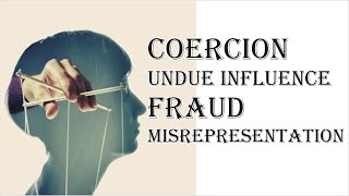 Coercion Undue Influence Fraud Misrepresentation  Indian Contract Act 1872  Law Guru [upl. by Alleen]