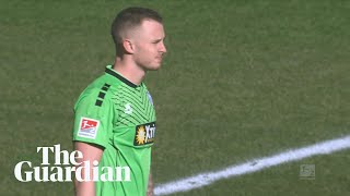 Ingolstadt score while Duisburg keeper takes a drink during game [upl. by Hallvard]