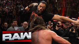 Roman Reigns SPEARS and STOMPS Seth Rollins in surprise return Raw highlights March 10 2025 [upl. by Lizzie396]