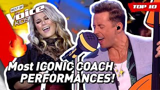 The most ICONIC COACH PERFORMANCES in The Voice Kids 🤩  Top 10 [upl. by Yremogtnom]