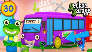 Bobby the Bus Parts  Geckos Garage  Educational Videos For Toddlers  Bus Video For Kids [upl. by Uoliram894]