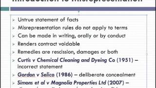 Misrepresentation Lecture 1 of 4 [upl. by Ileak]