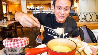 Swiss Food Tour  CHEESE FONDUE and Jumbo Cordon Bleu in Zurich Switzerland [upl. by Dranyar]