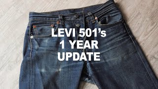 Levi 501 STF Shrink to Fit  1 Year of Progress Raw Denim [upl. by Tnecnivleahcim]