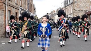 Drum Majors flourish during Huntly Pipe Bands 70th anniversary parade  Scotland Sept 2018 [upl. by Federica]