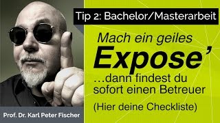 Tip 2 Bachelorarbeit Masterarbeit Checkliste Expose [upl. by Enelyk]