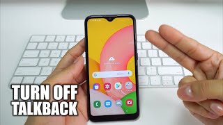 How to Disable  Turn OFF TalkBack on a Samsung Galaxy A01 [upl. by Salas501]