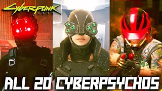 Cyberpunk 2077  All Cyberpsycho Boss Fights hardest difficulty [upl. by Robinette]