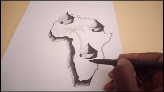 Comment dessiner la carte dAfrique CASE TRADITIONNELLE AFRICAINE [upl. by Buna900]